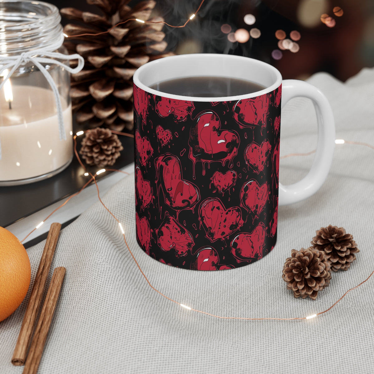Colorful Heart Design Coffee Mug - Endless Love Pattern Ceramic Cup 569