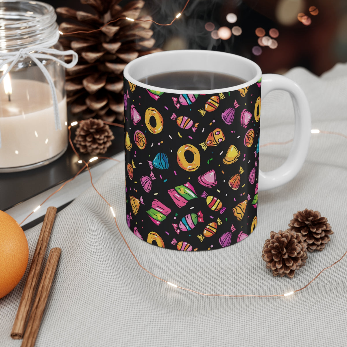 Colorful All-Over Candy Theme Coffee Mug Fun Ceramic Drinkware 088