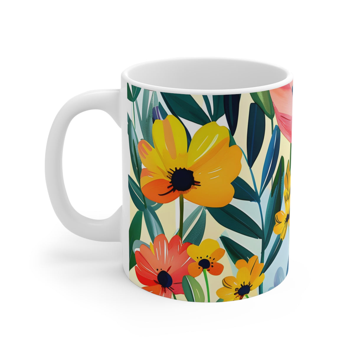 Colorful Spring Flower Pattern Ceramic Coffee Mug  (6)