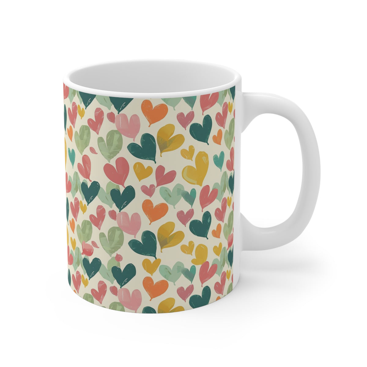 Colorful Heart Design Coffee Mug - Endless Love Pattern Ceramic Cup 831