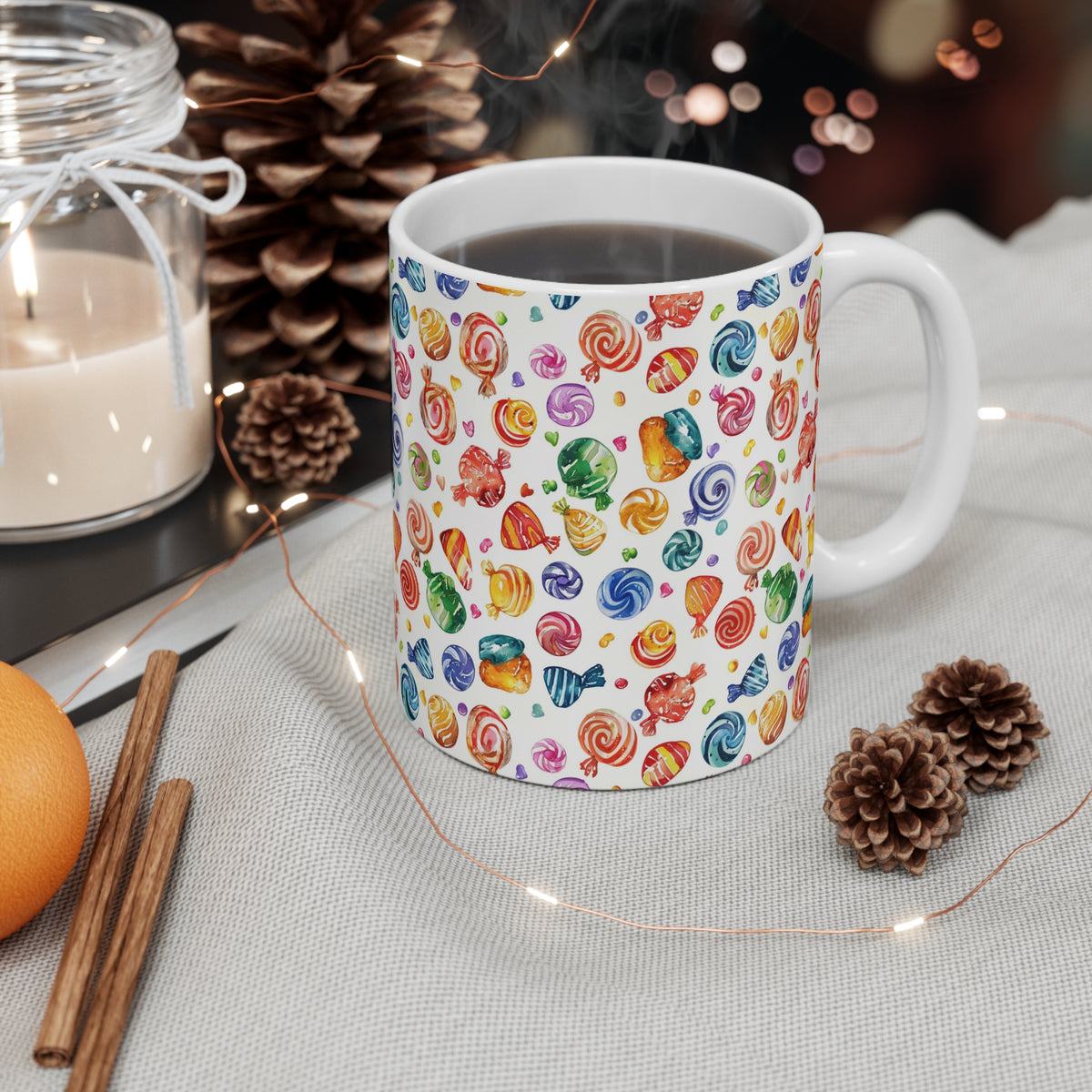 Colorful All-Over Candy Theme Coffee Mug Fun Ceramic Drinkware 113