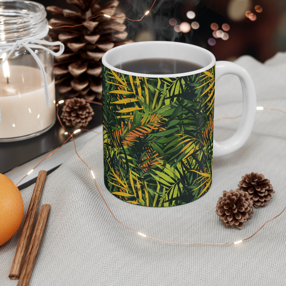 Endless Forest Pattern Coffee Mug - Nature-Inspired Ceramic Drinkware 496