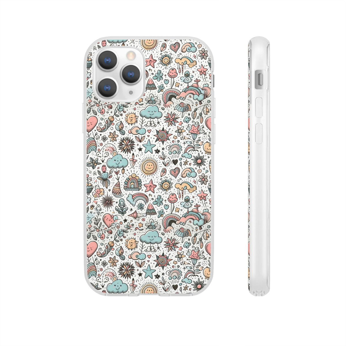 Pastel Doodle Pattern Phone Case – A Playful Touch of Elegance