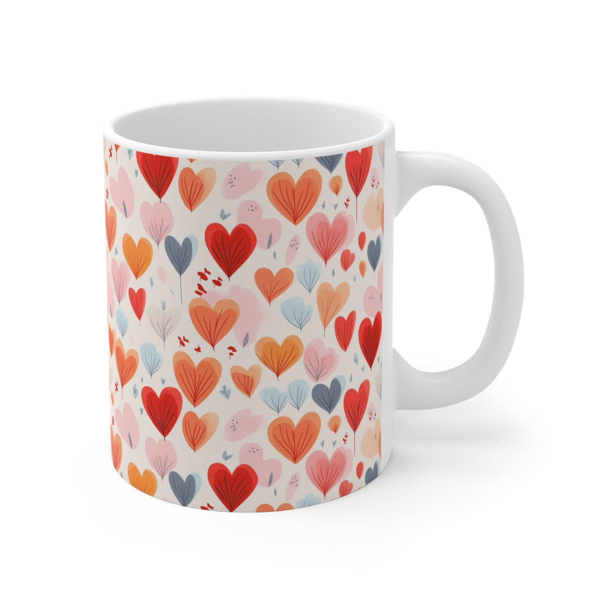 Colorful Heart Design Coffee Mug - Endless Love Pattern Ceramic Cup 993