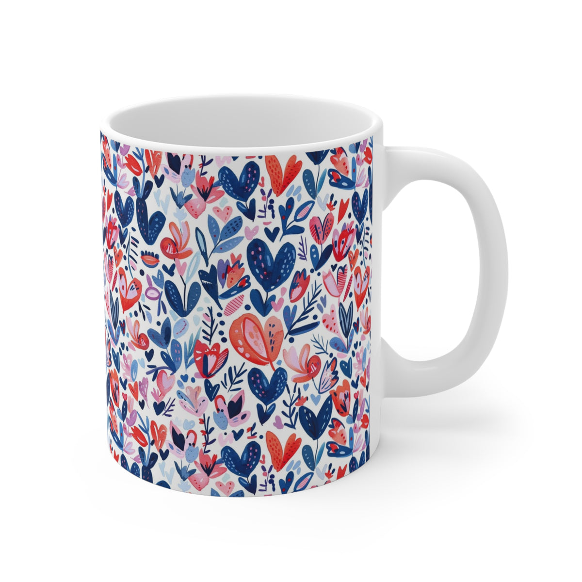 Colorful Heart Design Coffee Mug - Endless Love Pattern Ceramic Cup 694