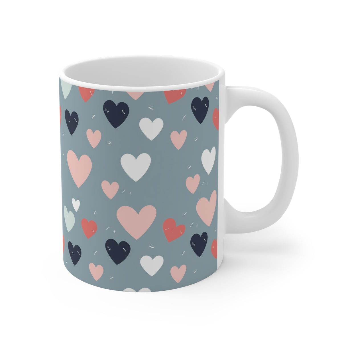 Colorful Heart Design Coffee Mug - Endless Love Pattern Ceramic Cup 828