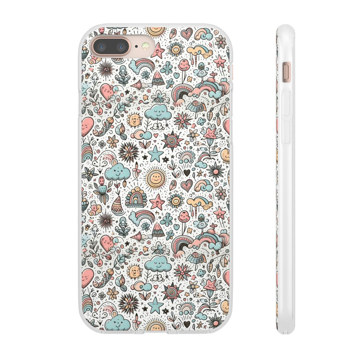 Pastel Doodle Pattern Phone Case – A Playful Touch of Elegance