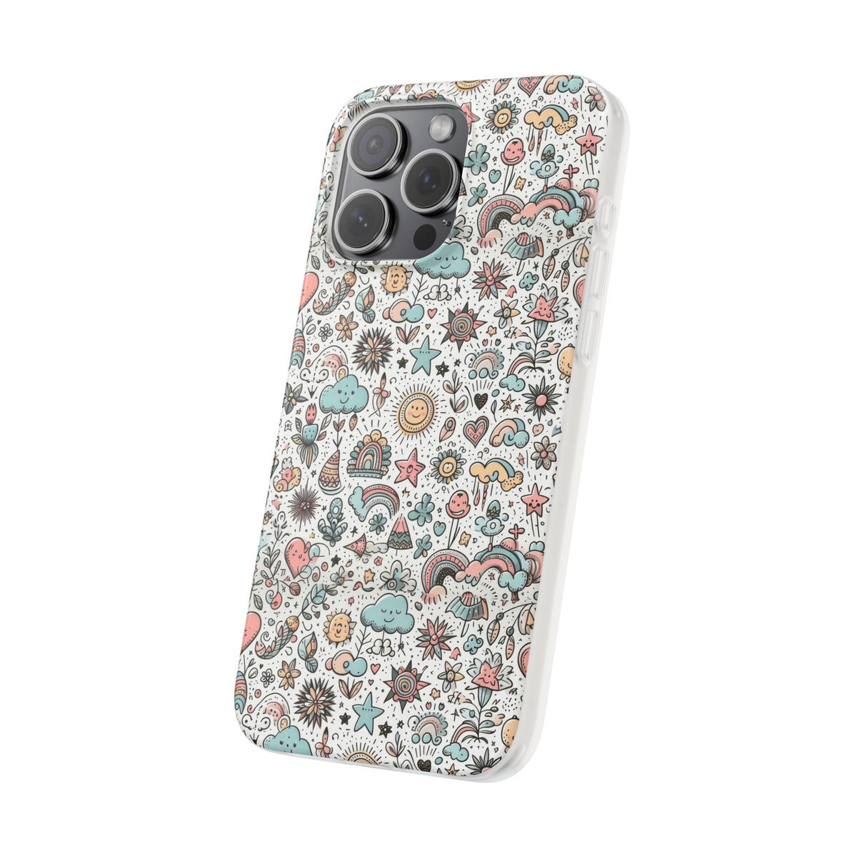 Pastel Doodle Pattern Phone Case – A Playful Touch of Elegance