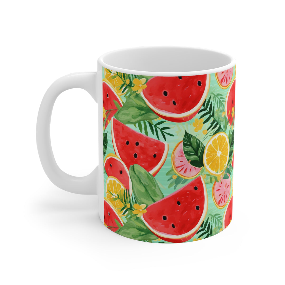 Vibrant Infinite Fruit Pattern Coffee Mug - Unique Ceramic Drinkware 995