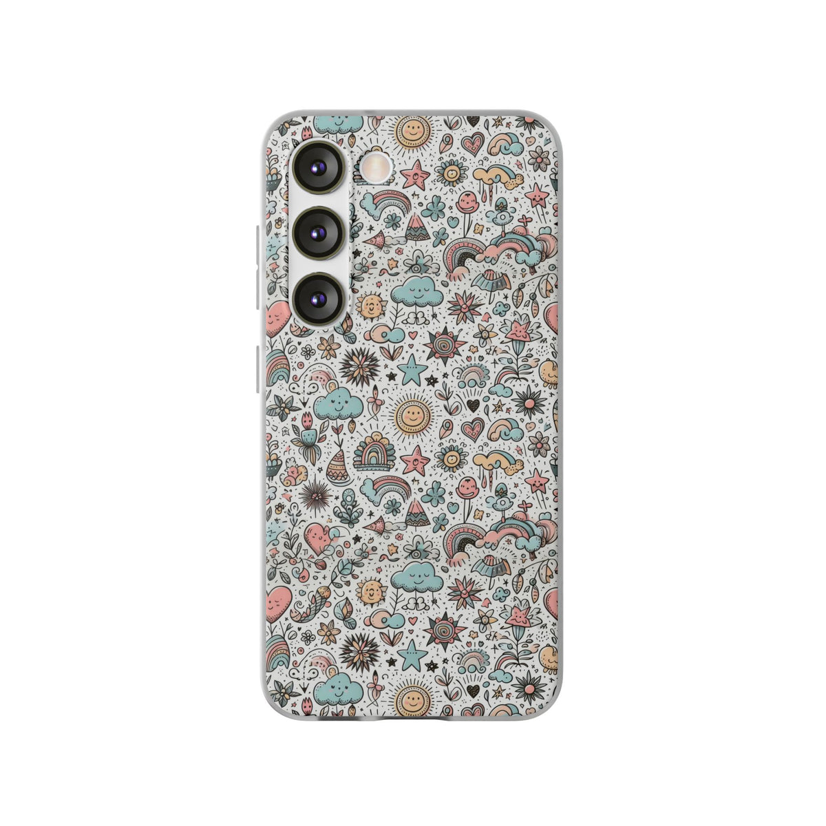 Pastel Doodle Pattern Phone Case – A Playful Touch of Elegance