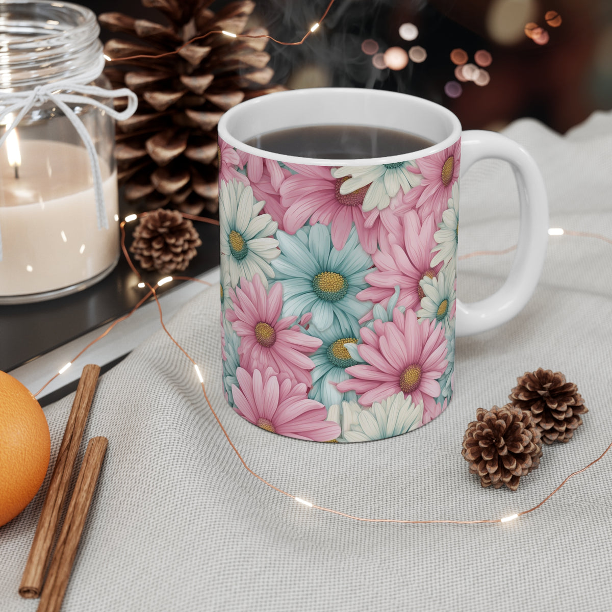 Pastel Daisies Pattern Coffee Cup-Floral Ceramic Mug for Tea and Coffee  (12)