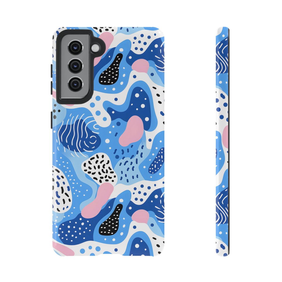 Abstract Baby Blue Memphis Design Phone Case – Sleek and Contemporary Artistry