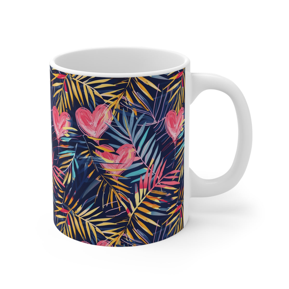 Colorful Heart Design Coffee Mug - Endless Love Pattern Ceramic Cup 984