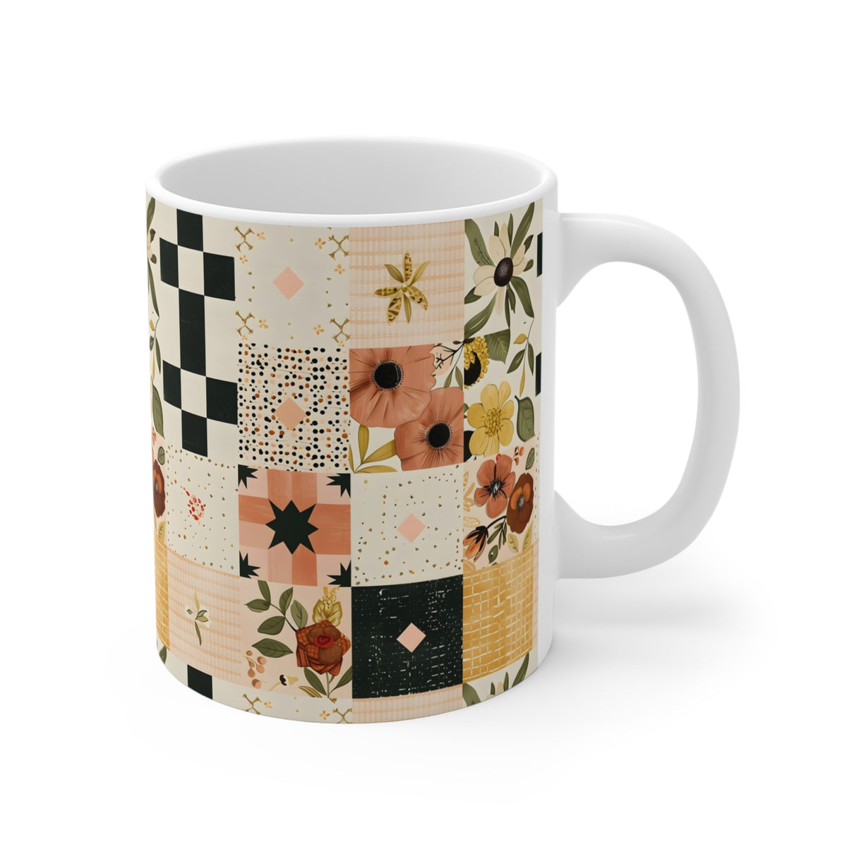 Farmhouse Patchwork Pastel Quilt Pattern Coffee Cup  (16)