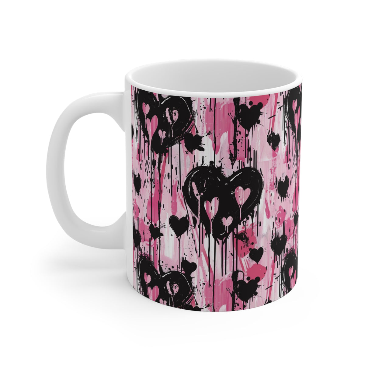 Colorful Heart Design Coffee Mug - Endless Love Pattern Ceramic Cup 384
