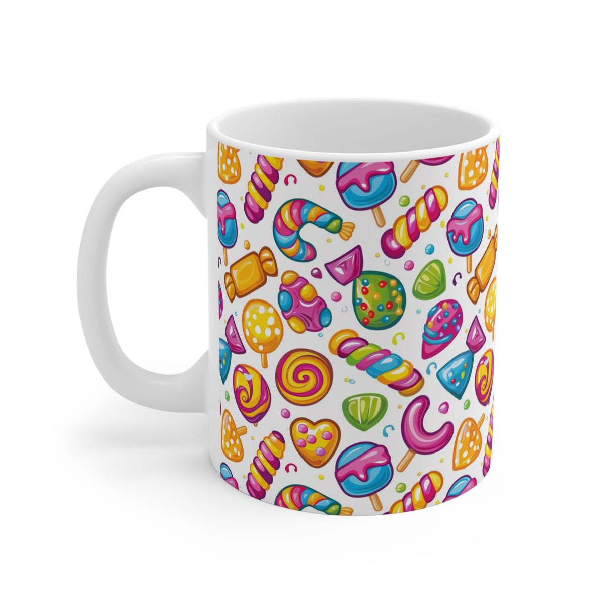 Colorful All-Over Candy Theme Coffee Mug Fun Ceramic Drinkware 390