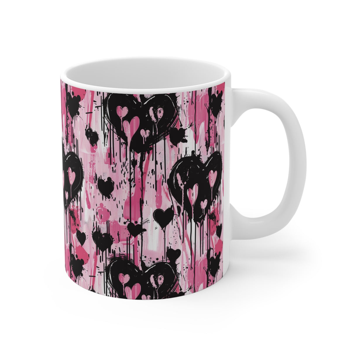 Colorful Heart Design Coffee Mug - Endless Love Pattern Ceramic Cup 384