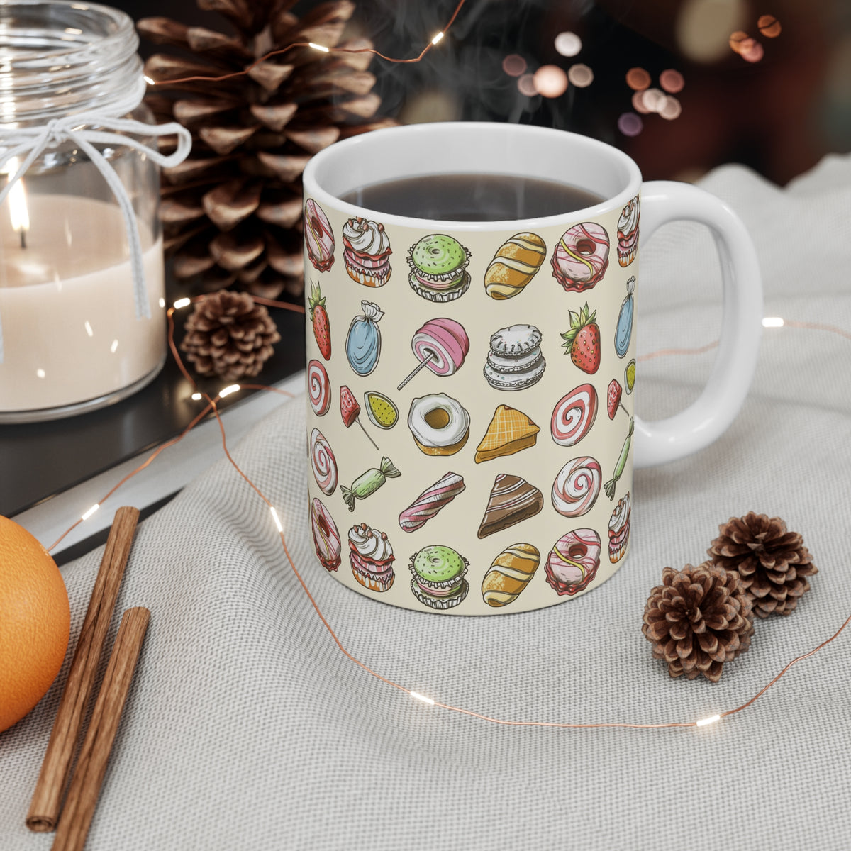 Colorful All-Over Candy Theme Coffee Mug Fun Ceramic Drinkware 302