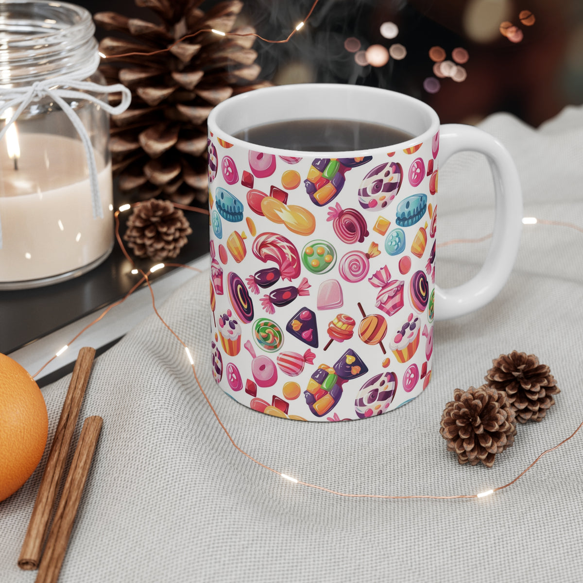 Colorful All-Over Candy Theme Coffee Mug Fun Ceramic Drinkware 010