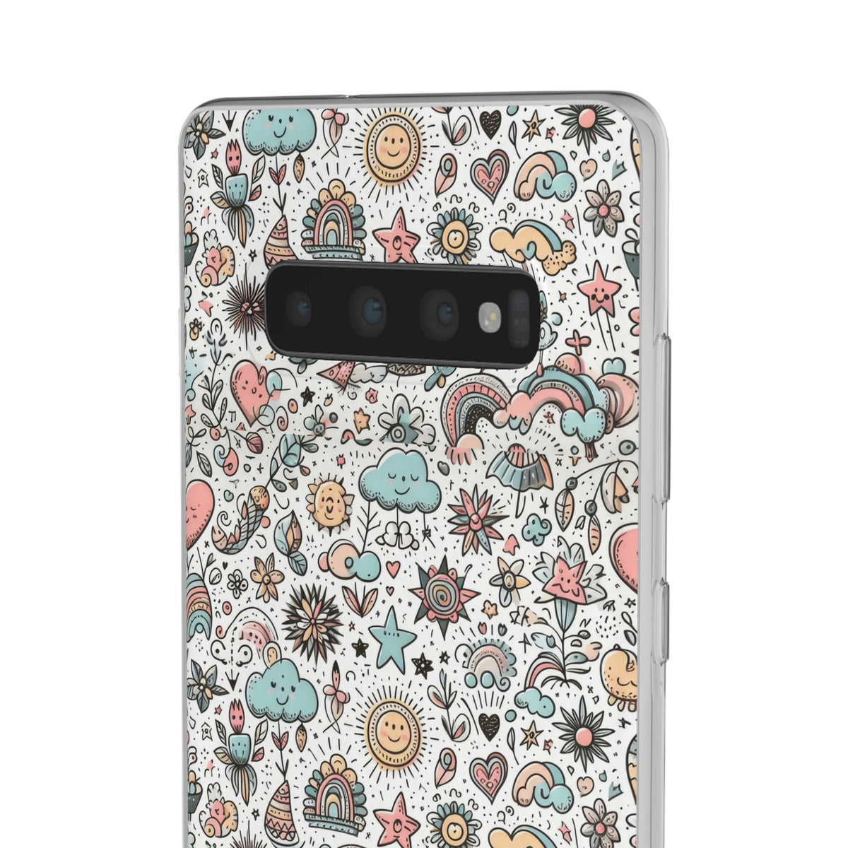 Pastel Doodle Pattern Phone Case – A Playful Touch of Elegance