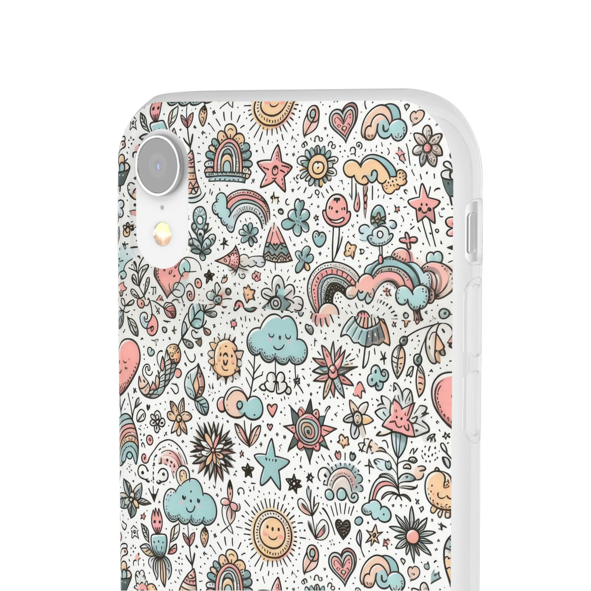 Pastel Doodle Pattern Phone Case – A Playful Touch of Elegance