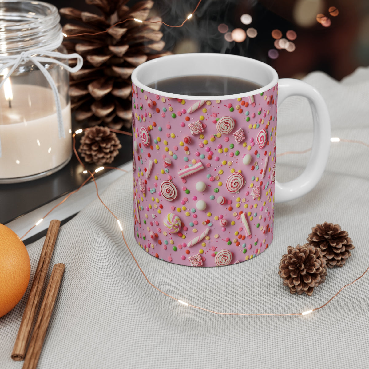 Colorful All-Over Candy Theme Coffee Mug Fun Ceramic Drinkware 265