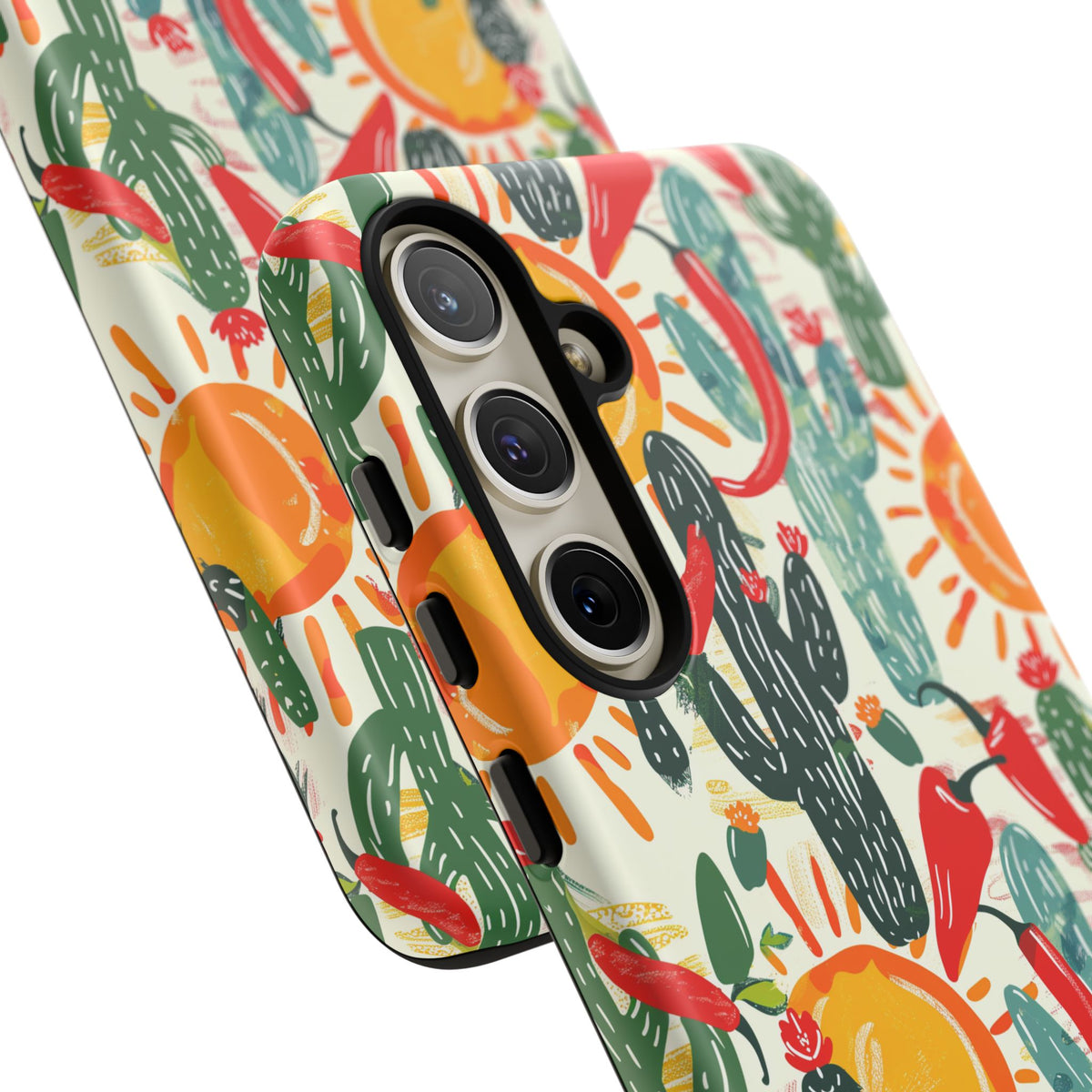 Cactuses, Peppers & Sun Pattern Phone Case – Vibrant Summer Design for Stylish Protection 2