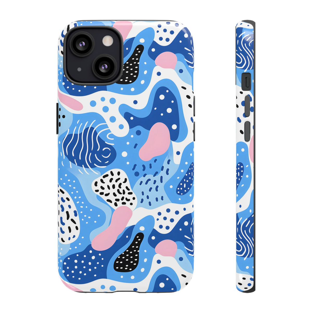 Abstract Baby Blue Memphis Design Phone Case – Sleek and Contemporary Artistry