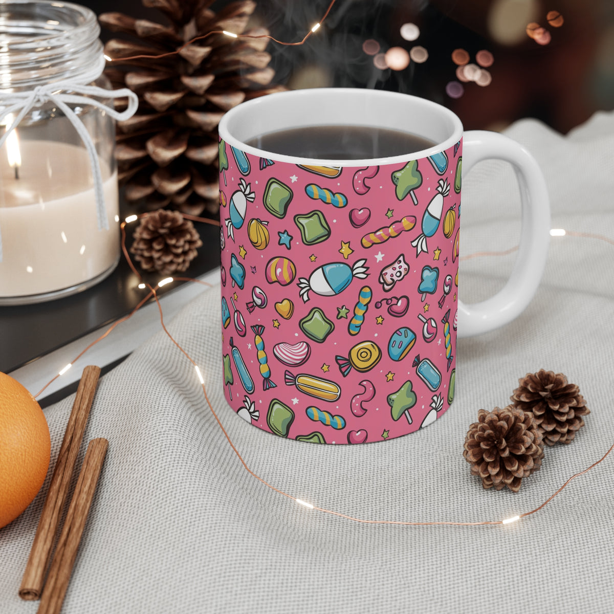 Colorful All-Over Candy Theme Coffee Mug Fun Ceramic Drinkware 279