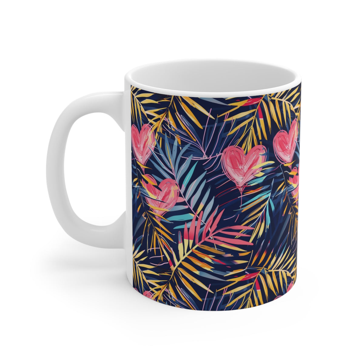 Colorful Heart Design Coffee Mug - Endless Love Pattern Ceramic Cup 984