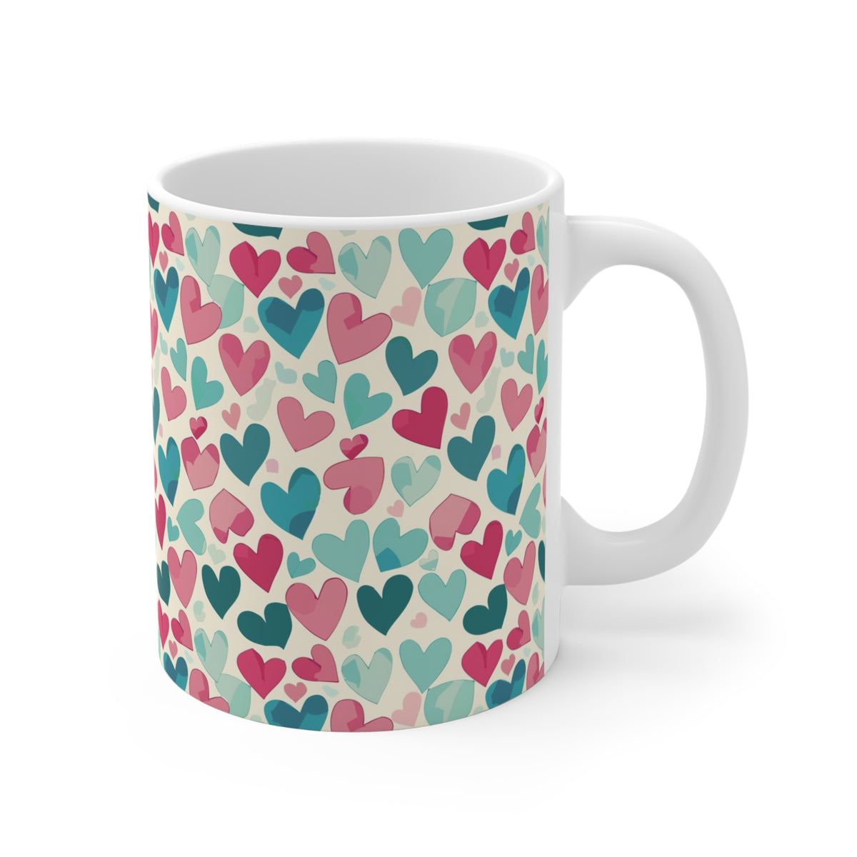 Colorful Heart Design Coffee Mug - Endless Love Pattern Ceramic Cup 593