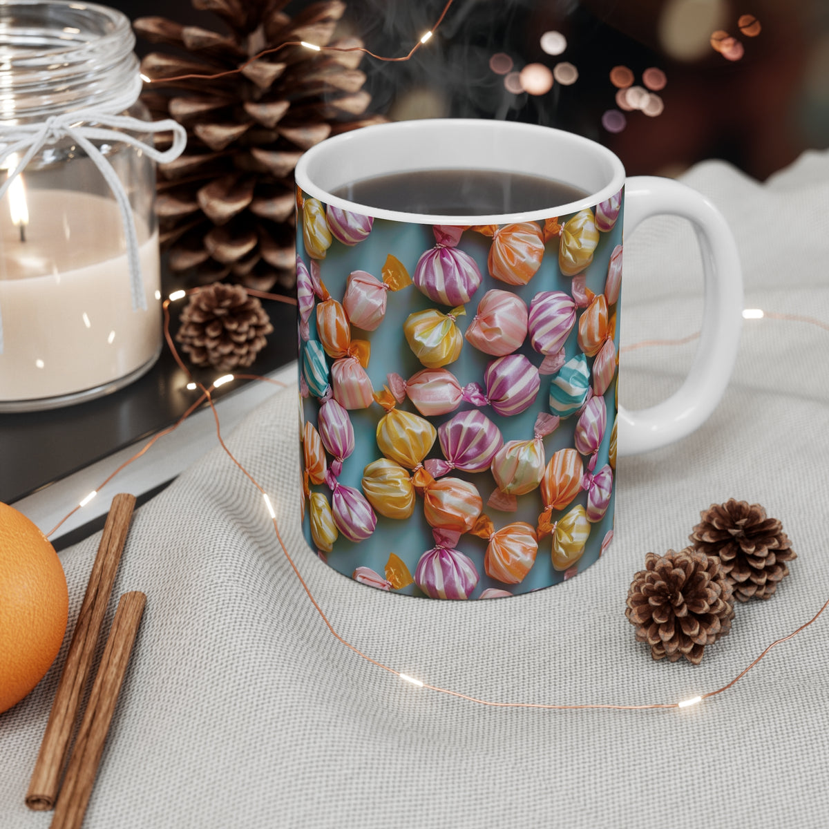 Colorful All-Over Candy Theme Coffee Mug Fun Ceramic Drinkware 345