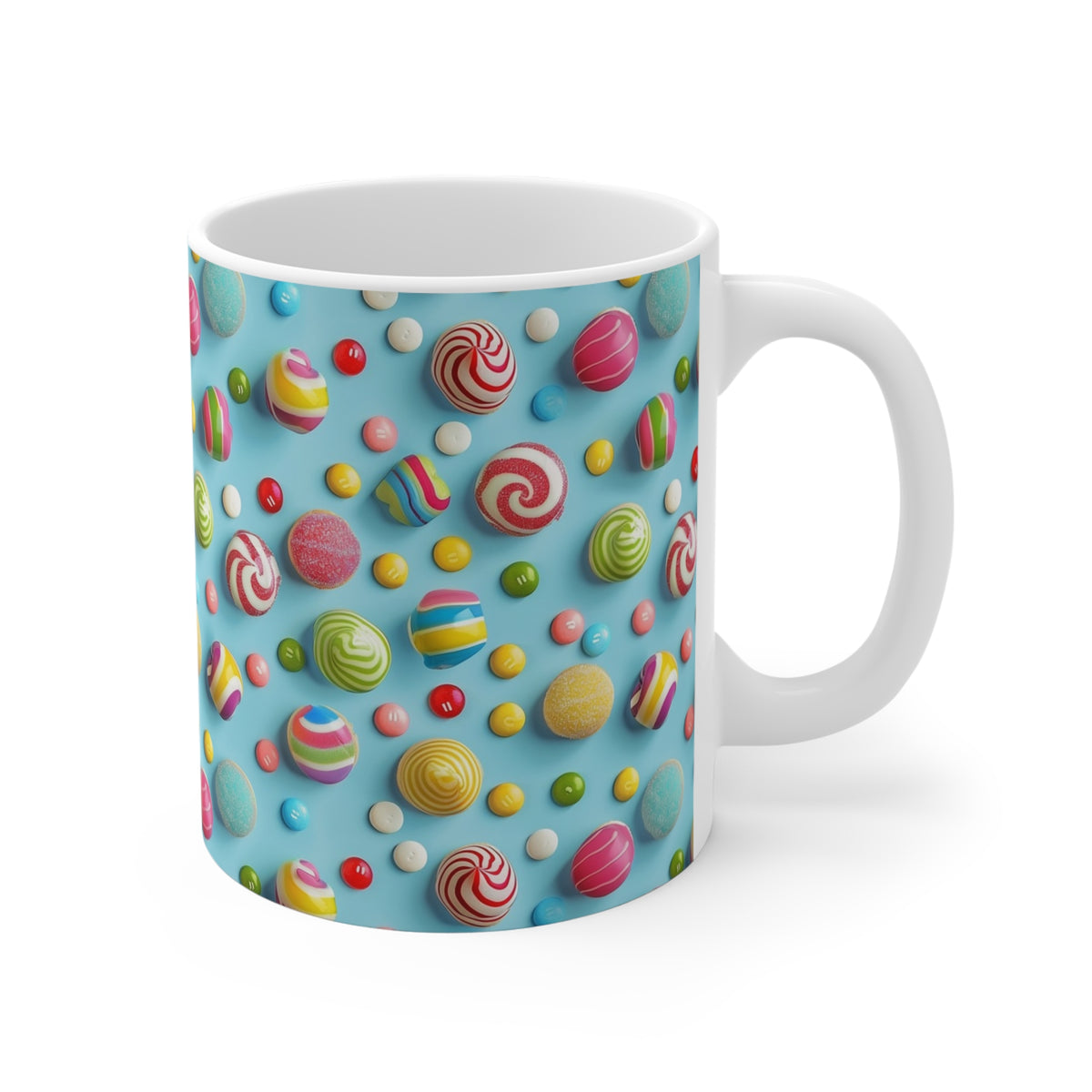 Colorful All-Over Candy Theme Coffee Mug Fun Ceramic Drinkware 078