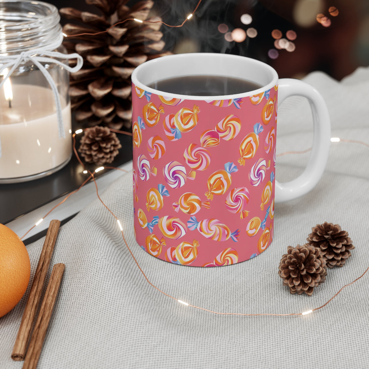 Colorful All-Over Candy Theme Coffee Mug Fun Ceramic Drinkware 147