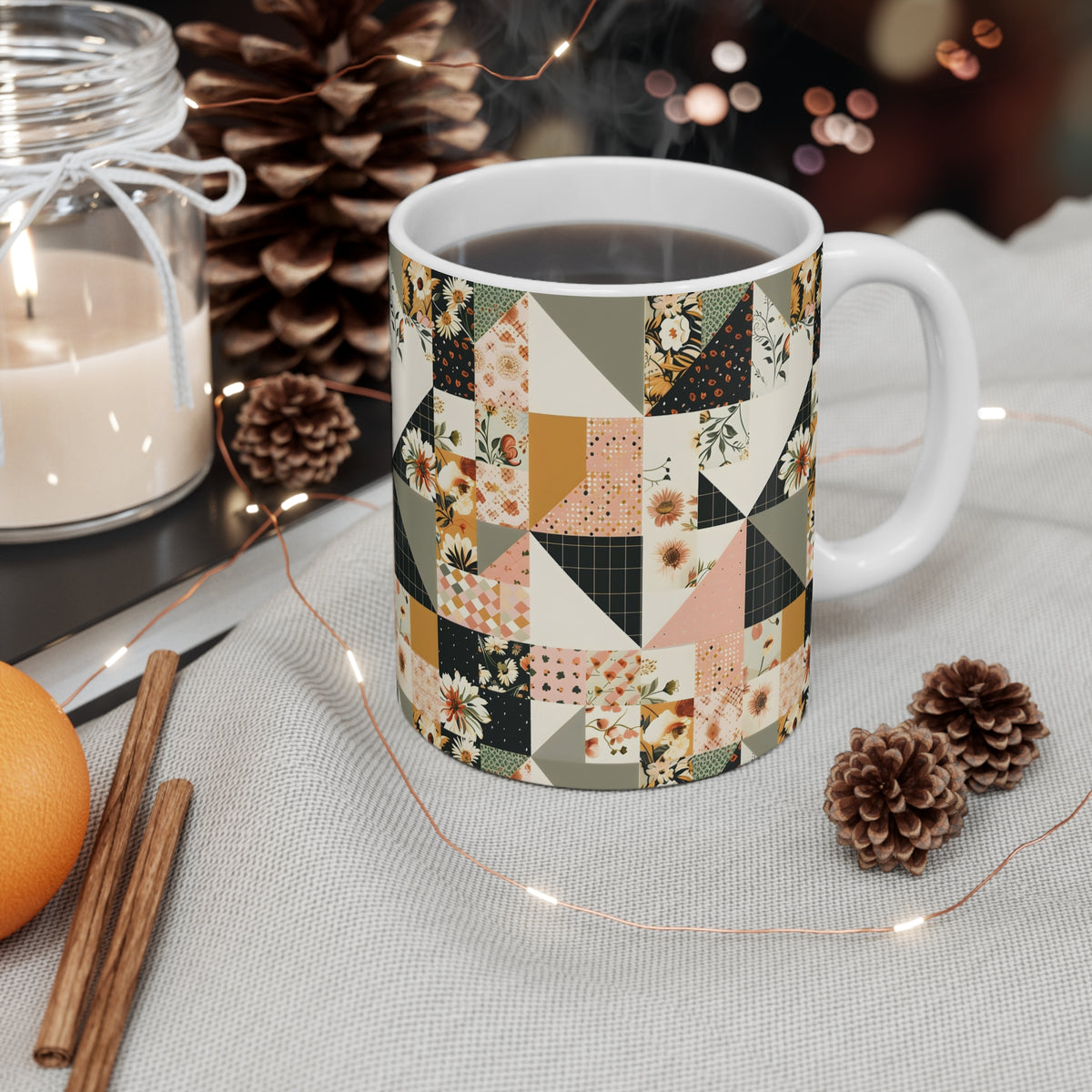 Farmhouse Patchwork Pastel Quilt Pattern Coffee Cup  (7)