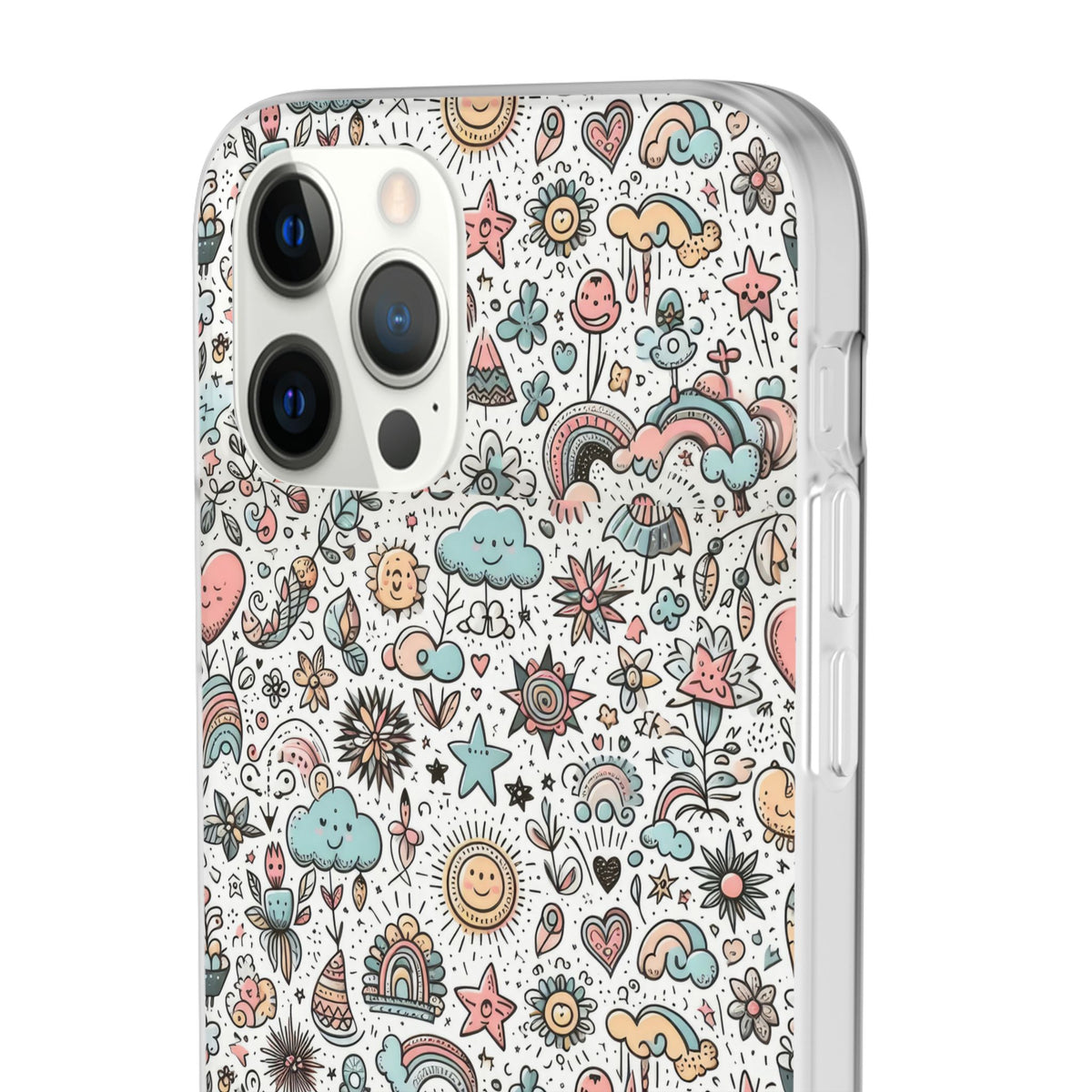 Pastel Doodle Pattern Phone Case – A Playful Touch of Elegance