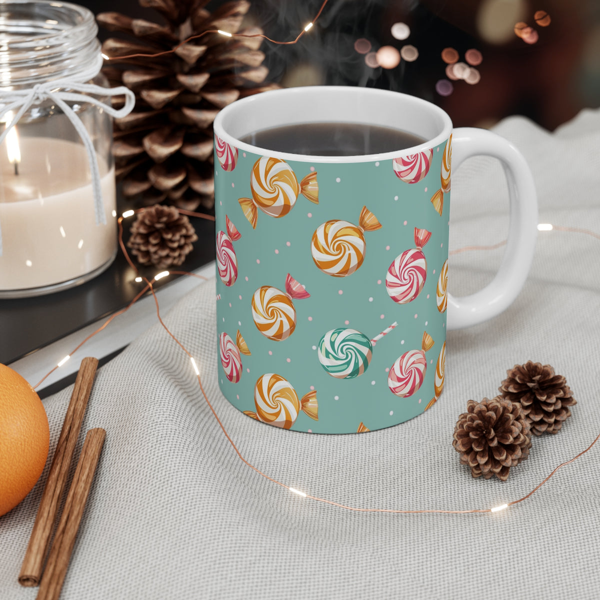 Colorful All-Over Candy Theme Coffee Mug Fun Ceramic Drinkware 018