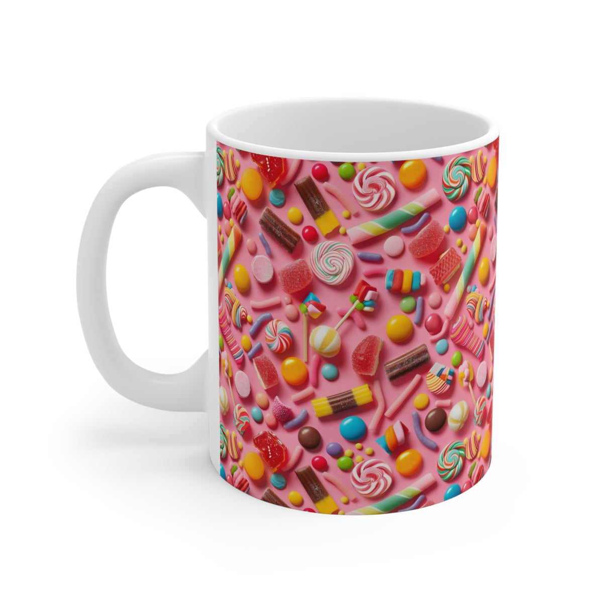 Colorful All-Over Candy Theme Coffee Mug Fun Ceramic Drinkware 500