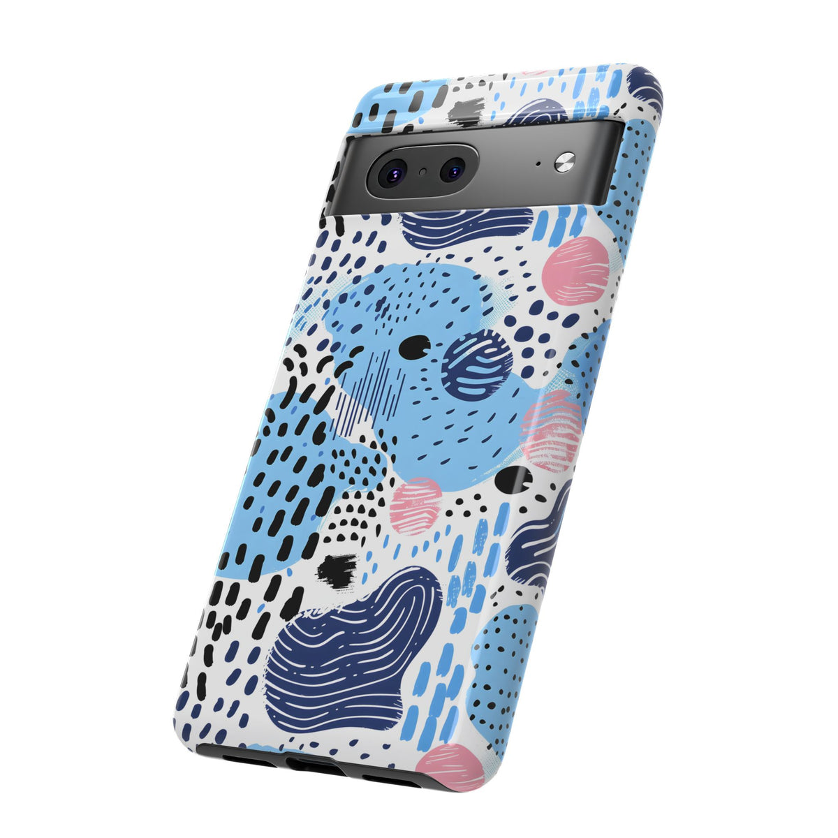 Abstract Baby Blue Memphis Design Phone Case – Sleek and Contemporary Artistry 3