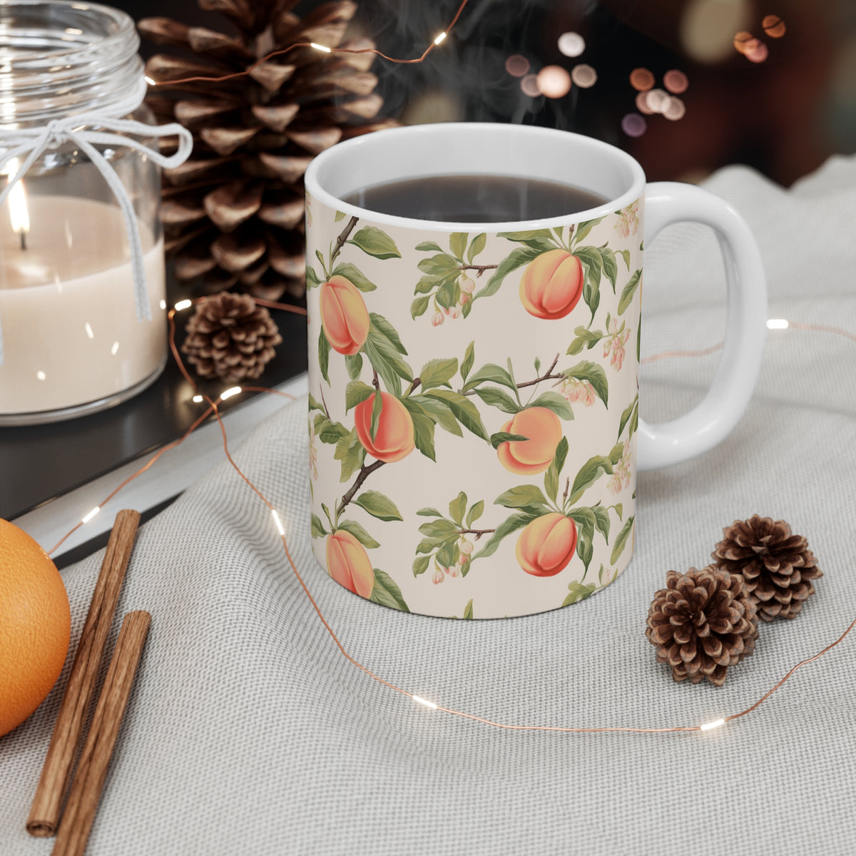 Vibrant Infinite Fruit Pattern Coffee Mug - Unique Ceramic Drinkware 944