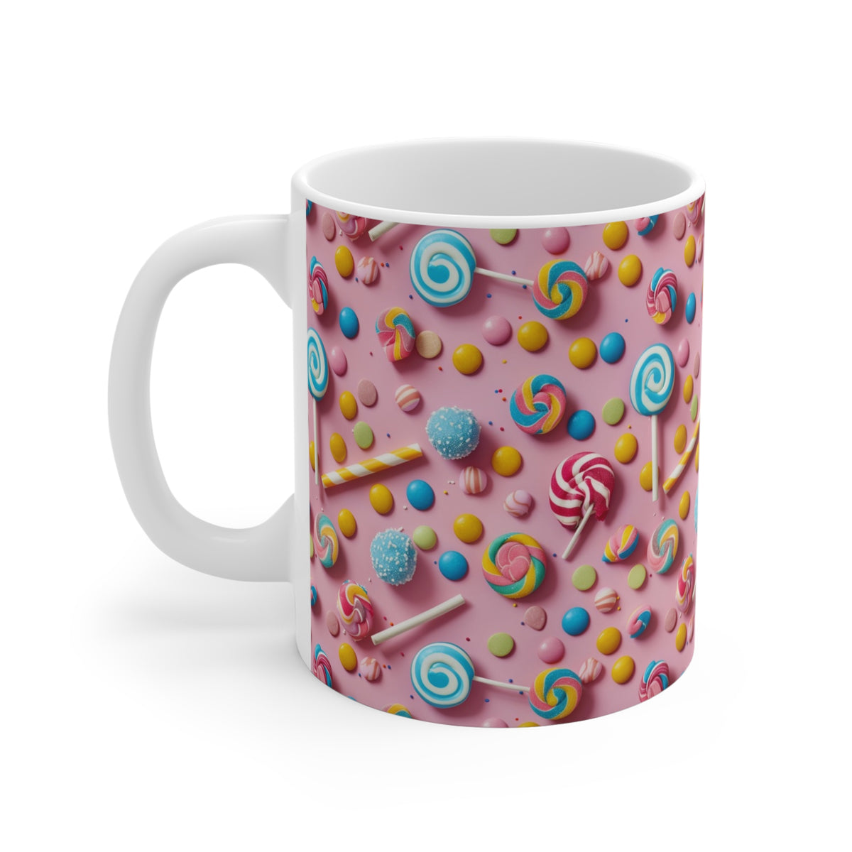 Colorful All-Over Candy Theme Coffee Mug Fun Ceramic Drinkware 418