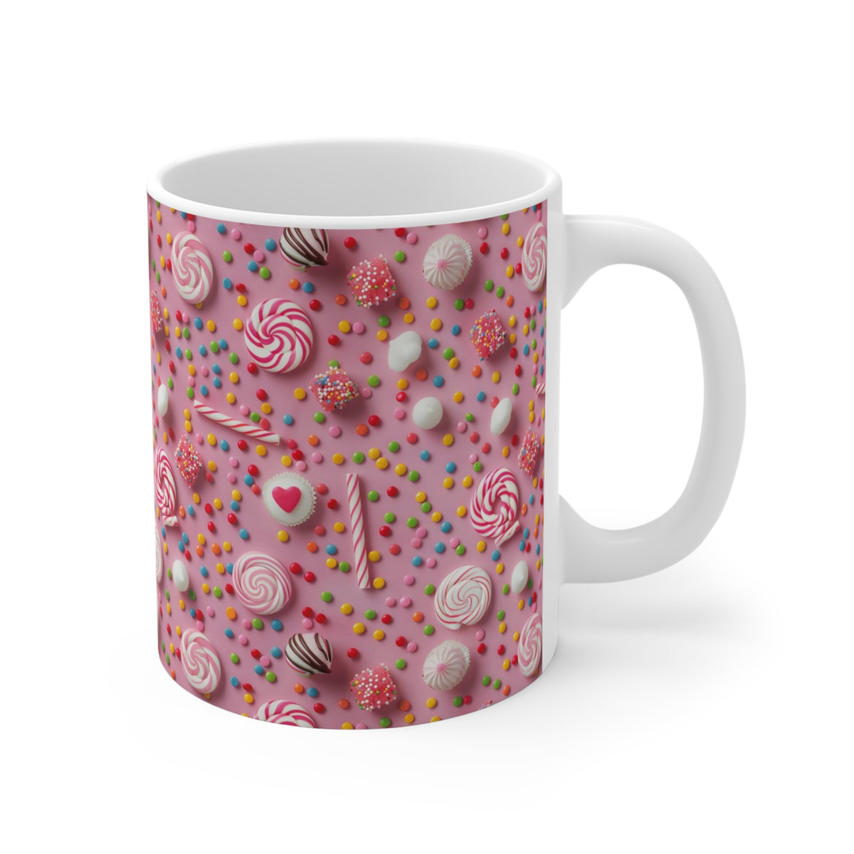 Colorful All-Over Candy Theme Coffee Mug Fun Ceramic Drinkware 391