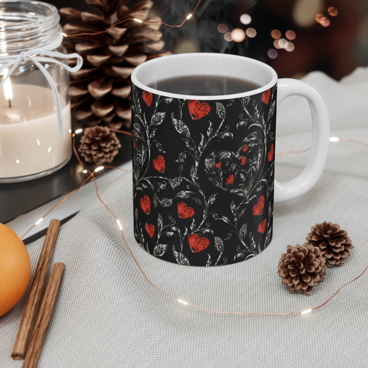 Colorful Heart Design Coffee Mug - Endless Love Pattern Ceramic Cup 701