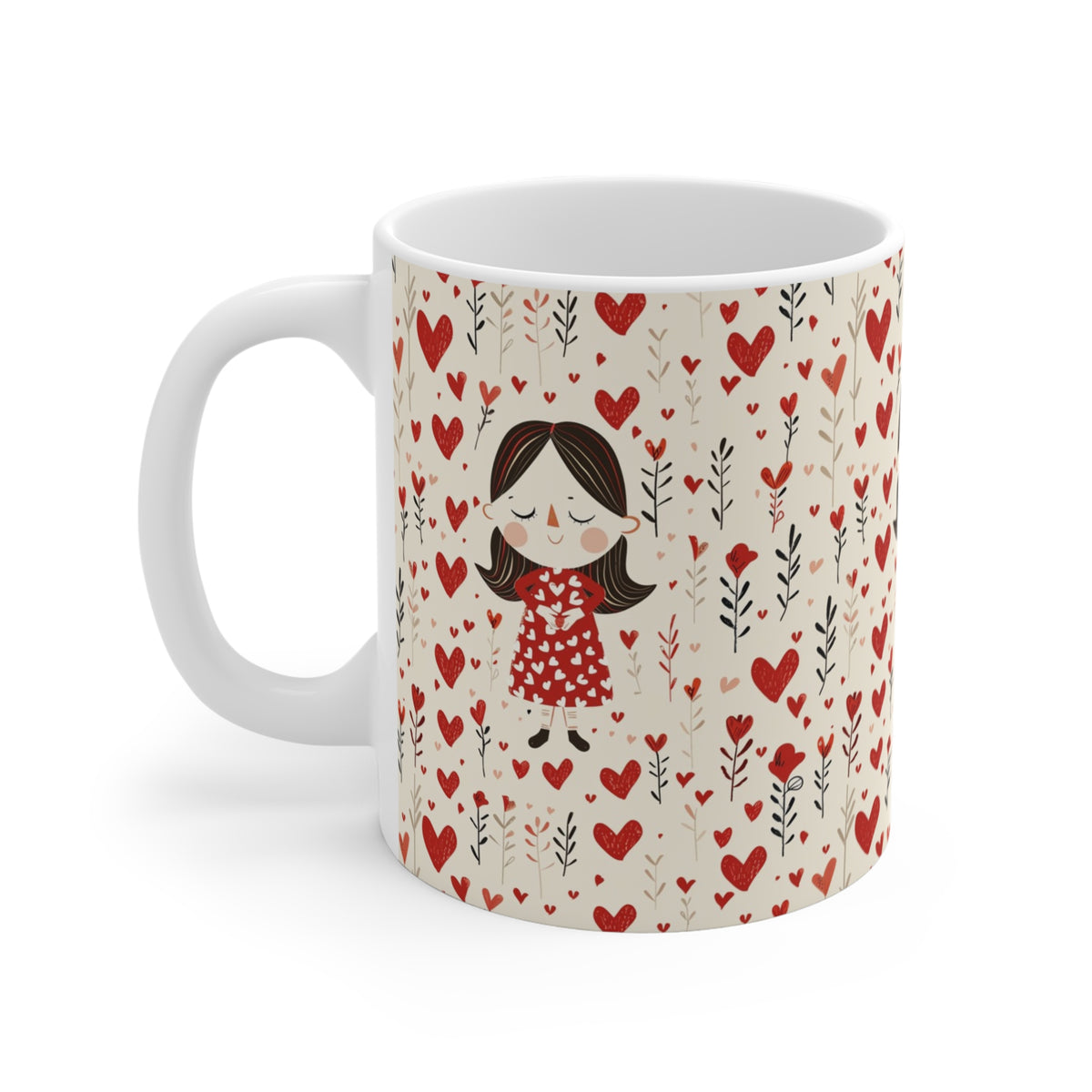 Colorful Heart Design Coffee Mug - Endless Love Pattern Ceramic Cup 728