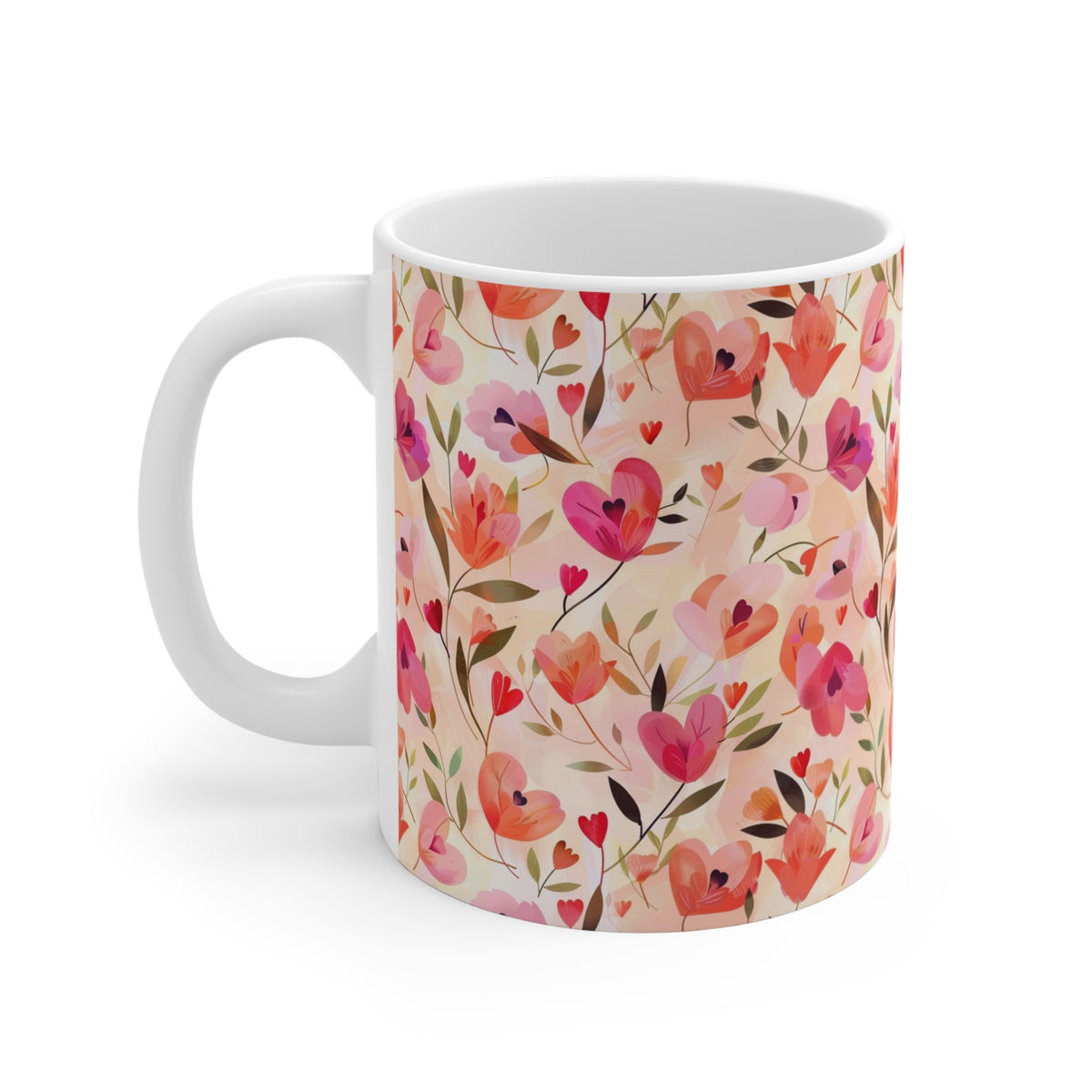 Colorful Heart Design Coffee Mug - Endless Love Pattern Ceramic Cup 386
