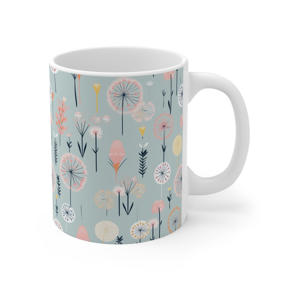 Pastel Dandelion Pattern Coffee Cup-Floral Ceramic Mug for Tea and Coffee  (6)