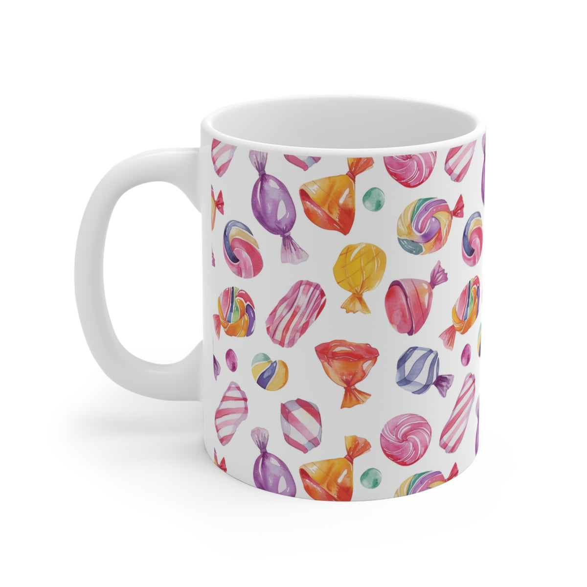 Colorful All-Over Candy Theme Coffee Mug Fun Ceramic Drinkware 158