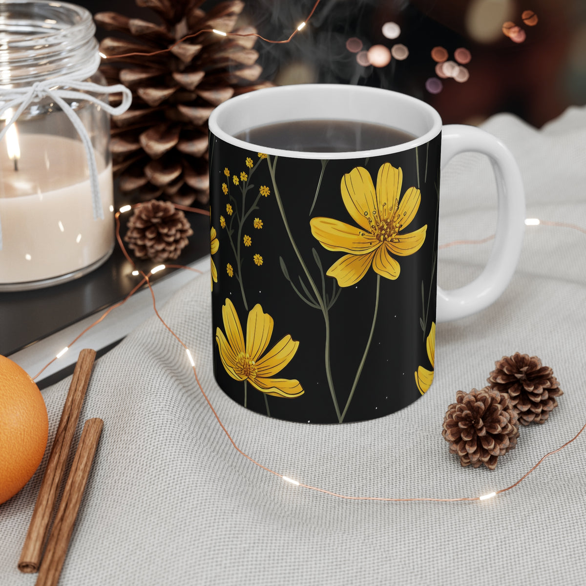 Charming Small Yellow Wildflowers Coffee Mug – Perfect for Nature Lovers  (4)