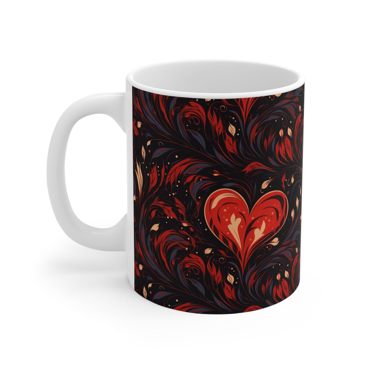 Colorful Heart Design Coffee Mug - Endless Love Pattern Ceramic Cup 243