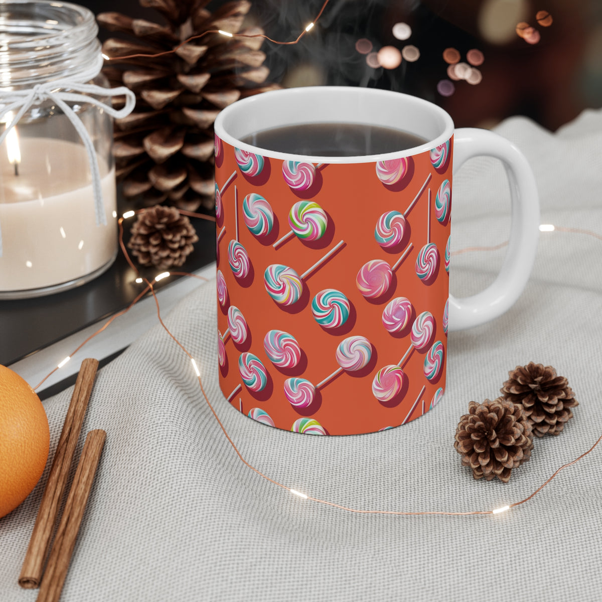 Colorful All-Over Candy Theme Coffee Mug Fun Ceramic Drinkware 323